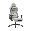 Gamax Gaming Chair Adjustable Armrest 360 Degree Swivel Seat With Premium Fabric & Foot Rest - Light Gray