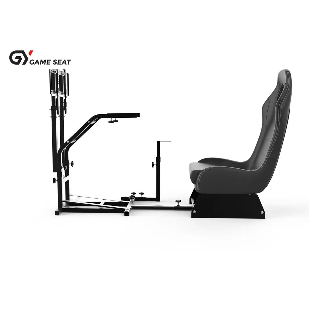 [NS032032] Gameseat GY032 Racing Simulator Cockpit with Monitor Mount – Black | Adjustable Steel Frame