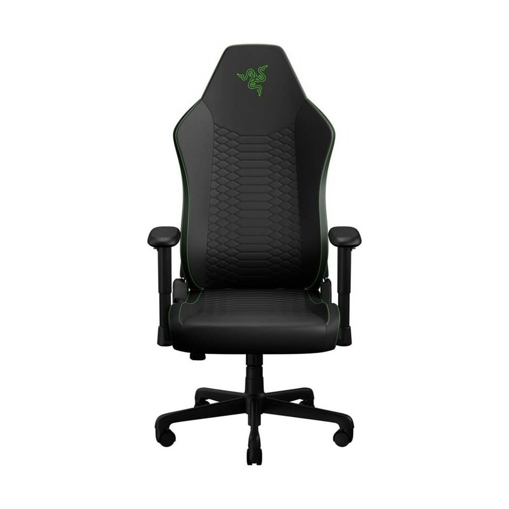 Razer Iskur V2 X NewGen Gaming Chair, Gen-2 EPU Leather with CoolTouch™ Technology, Built-In Lumbar Support, High-Density Cold-Cured Foam Seat Cushion, Black / Green | RZ38-05310700-R3G1