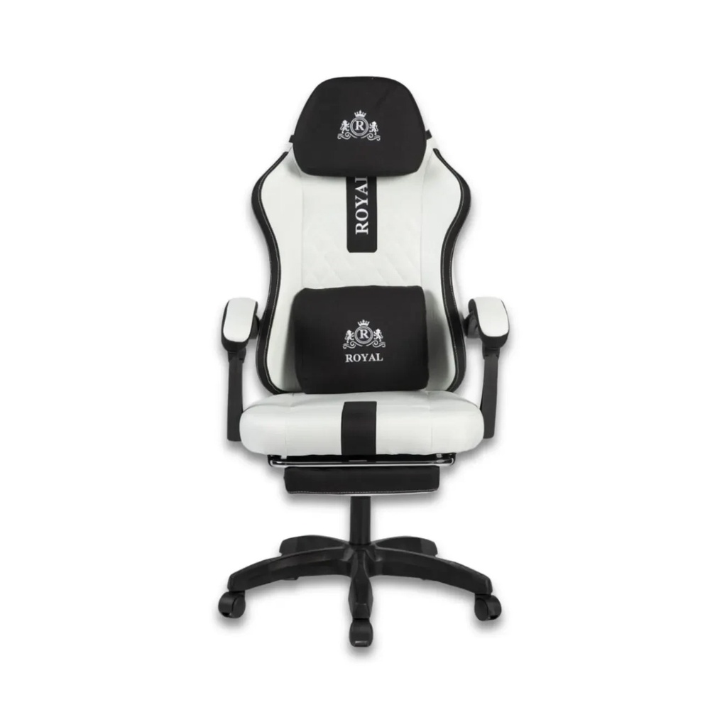 [NS030948] Royal C23 Gaming Chair with Adjustable Headrest, Lumbar Pillow - White