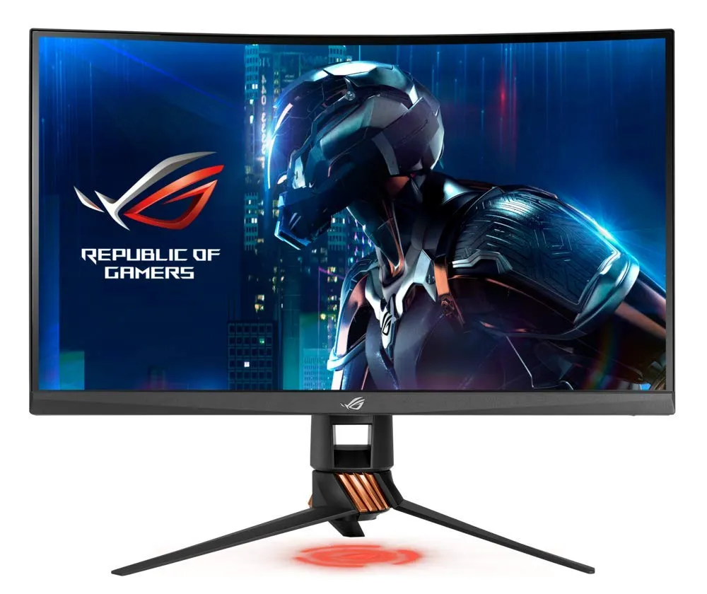 [ARS3U] ASUSROG SWIFT PG27VQ, 27 Inch WQHD 2560 x 1440 Curved Gaming Monitor, 1 ms, Up to 165 Hz, DP, HDMI, USB 3.0, AuraSync, G SYNC (مستعمل)