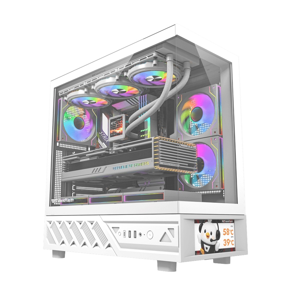 [NS033341] Darkflash DS950V ATX PC Case with 6 ARGB fans - White