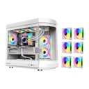 Tortox Vidrio Curved Glass Gaming PC Case, With 6*ARGB PWM Fans - White