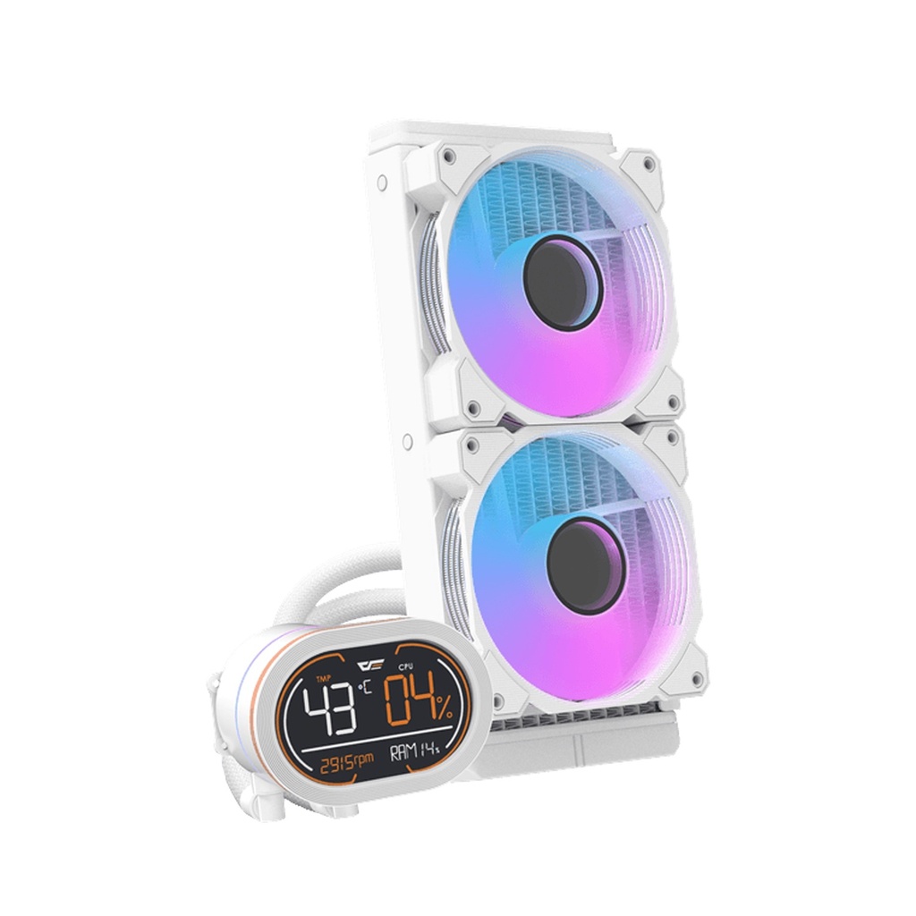 [NS033328] DarkFlash All-in-One 360mm Liquid CPU Cooler CPU support socket LGA,Comes with LCD Magnetic display, Low noise CPU Liquid Cooler-White