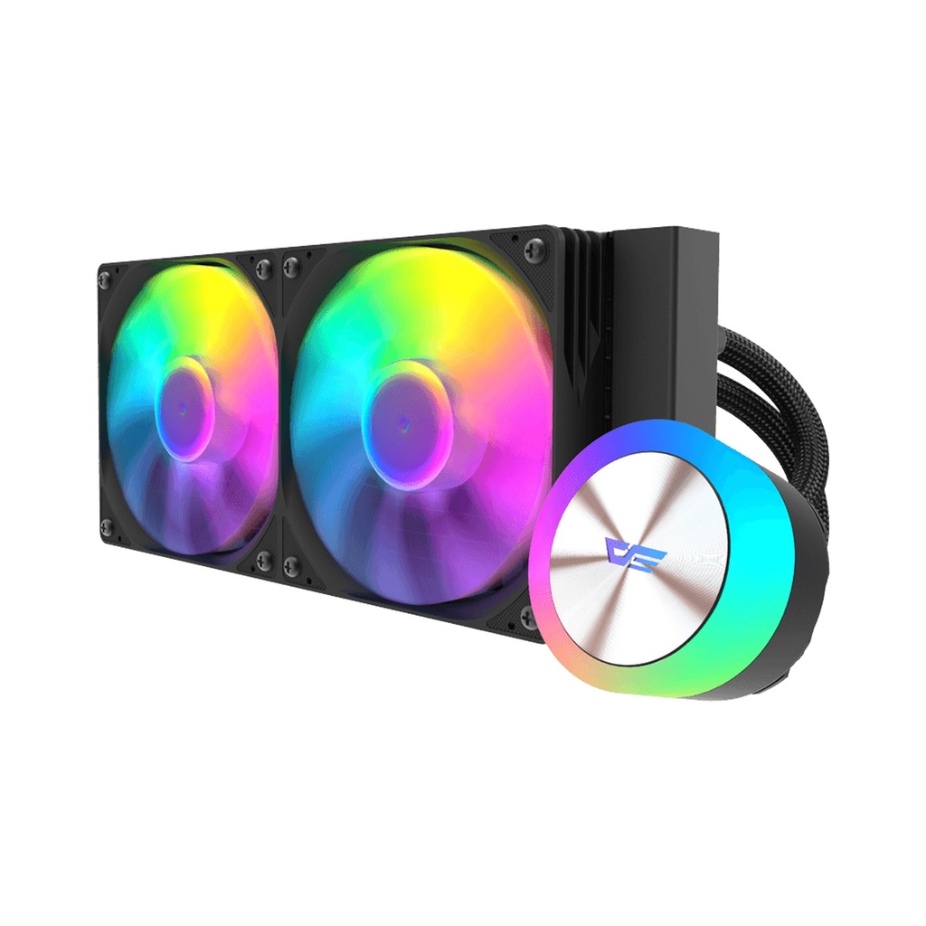 Darkflash ARGB DG240 240MM AIO Liquid CPU Cooler, Supports Latest AM5 & Intel 18XX, Luminous Design, Low Working Noise -Black