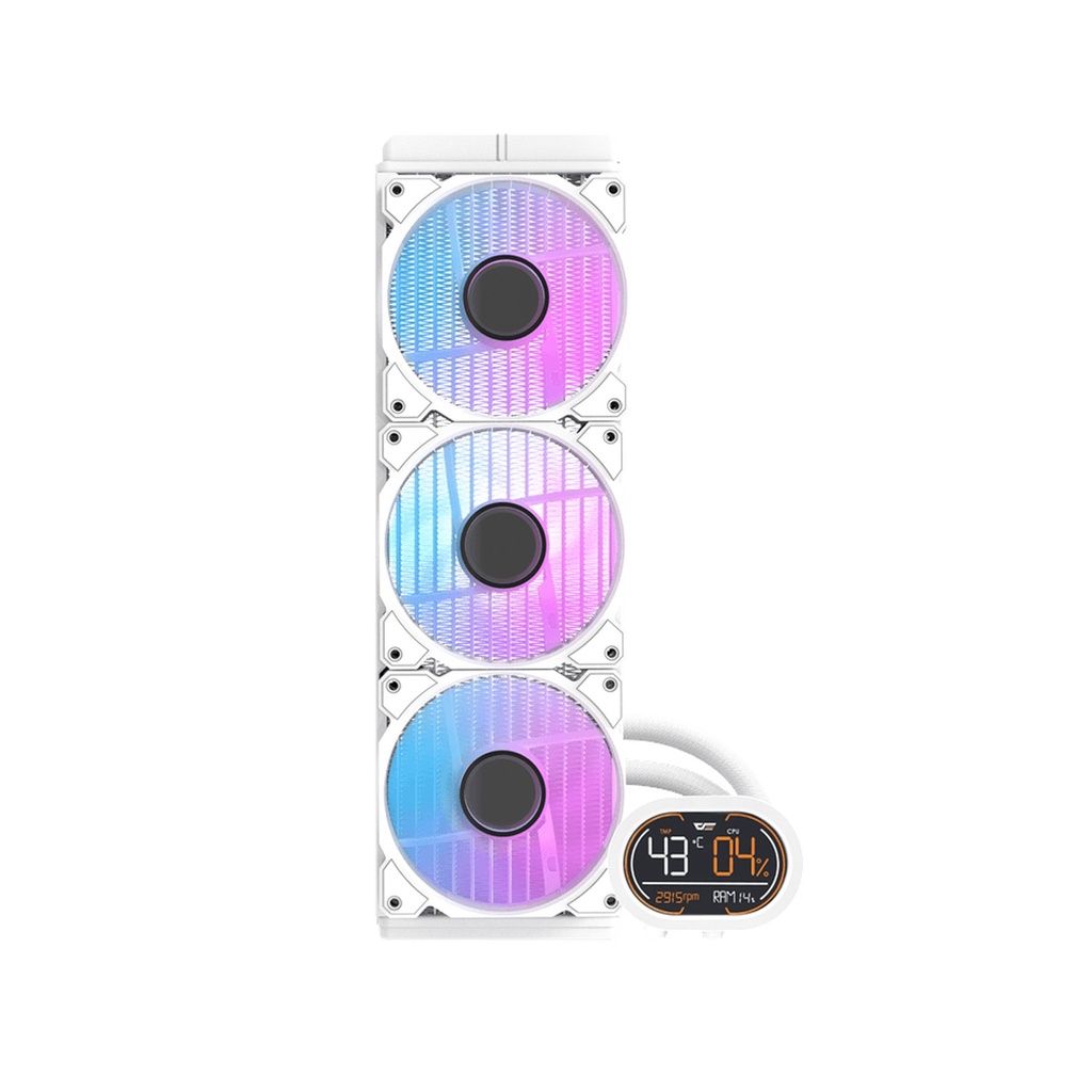 [NS033337] DarkFlash DH360D All-in-One 360mm Liquid CPU Cooler,Comes with LCD Magnetic display, Low noise CPU cooler- White
