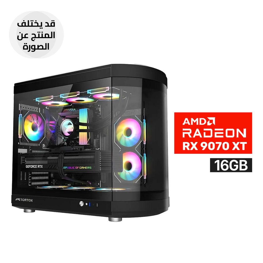 [NS033373] Gaming PC RYZEN 7-9800X3D, ASUS PRIME X870-P WIFI Motherboard, 32GB RAM DDR5 (6000), 1TB SSD NVMe, AMD Radeon RX 9070 XT 16GB, 850 WATT GOLD PSU, L360 Liquid Cooler, Tortox Vidrio Curved Glass Gaming PC Case 6x RGB Fans, Windows 11 Pro (License)