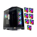 Tortox Prism Core Triple Glass Gaming PC Case with 7*120mm ARGB Case Fans - Black