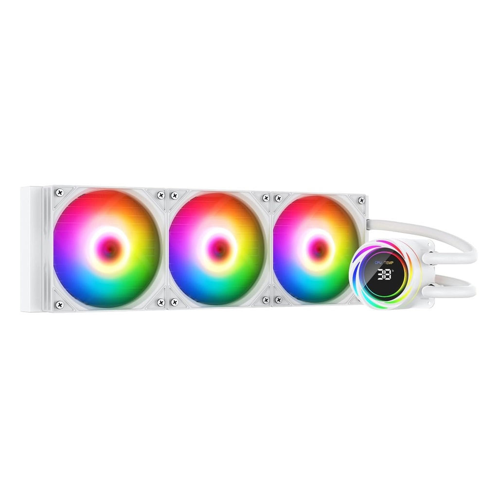 Tortox Nivora Vibe 360 ARGB Liquid CPU Cooler, Triple 120mm PWM Fans, Compatible with Intel LGA18xx/1700/1200/115x & AMD AM5/AM4 - White