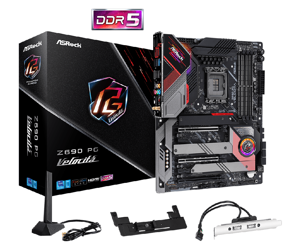 ASRock Intel Z690 PG Velocita DDR5 - Gaming Motherboard - Black