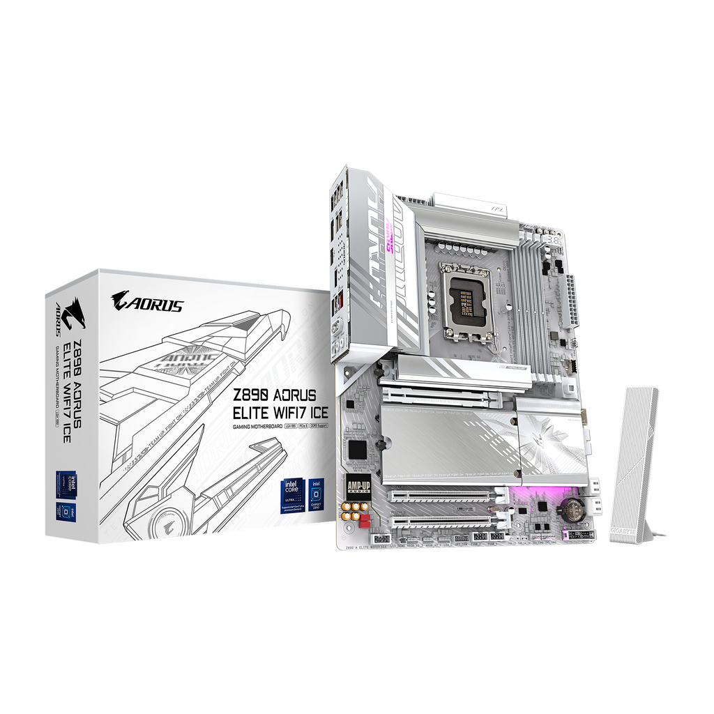 Gigabyte Intel Core Ultra Z890 Aorus Elite Wifi 7 Ice DDR5 Gaming Motherboard