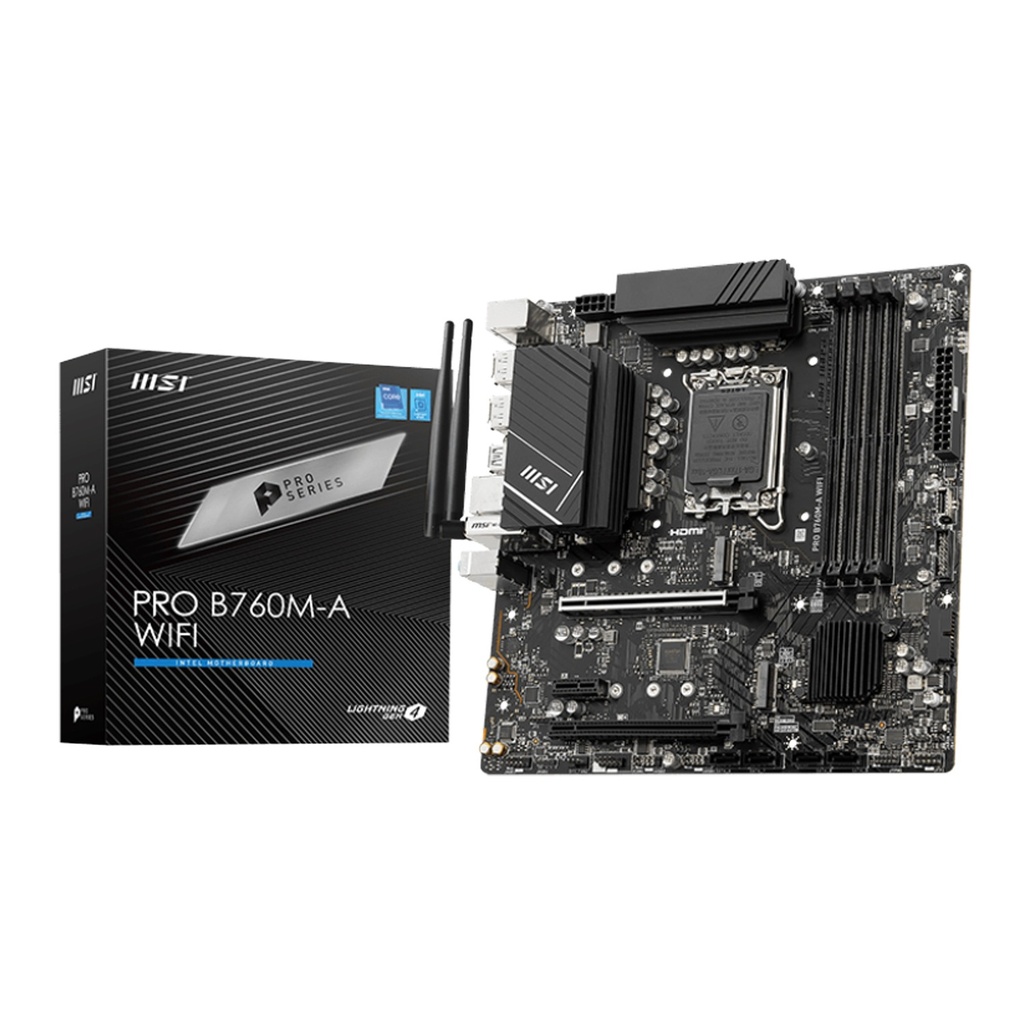 MSI PRO B760M-A WIFI – mATX Intel B760 DDR5 Motherboard with WiFi 6E & 2.5G LAN | 911-7D99-057