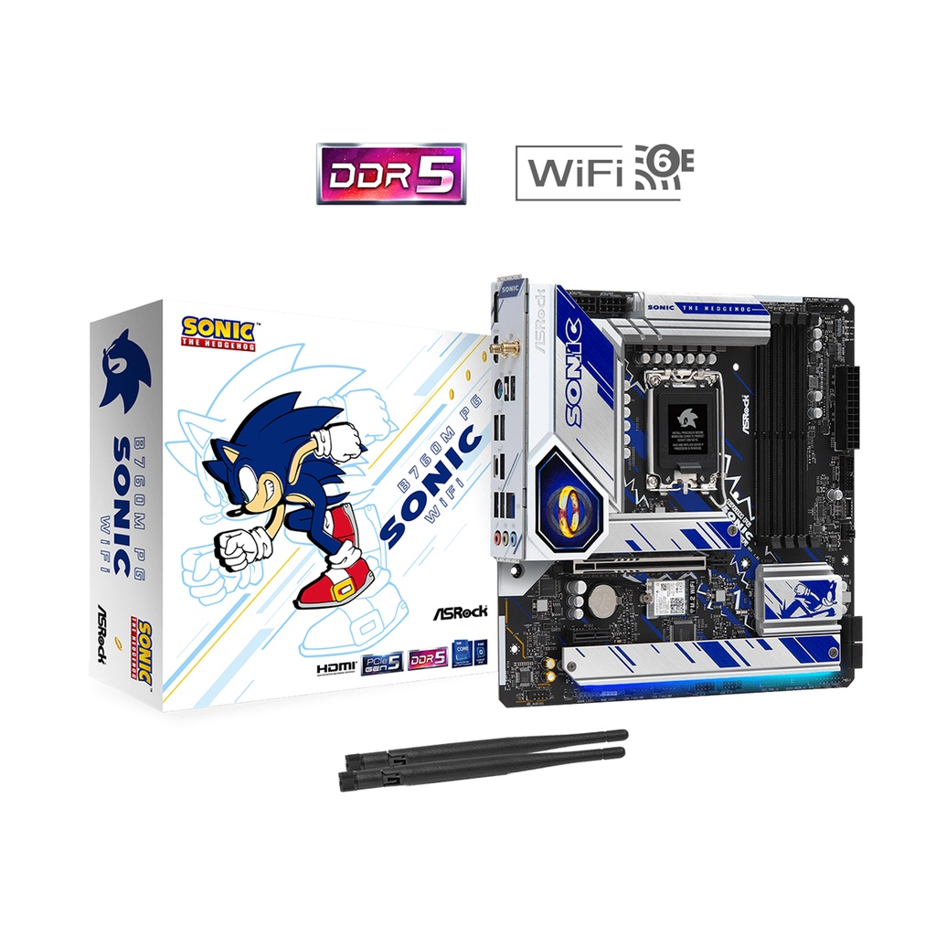 ASRock B760M PG Sonic WiFi 6E DDR5 - LGA 1700 - DDR5 Micro ATX Motherboard