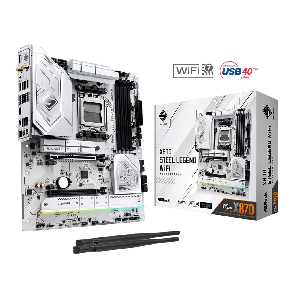[NS028991] Asrock X870 Steel Legend Wifi 7 AMD PCIe 5.0 Gaming MotherBoard