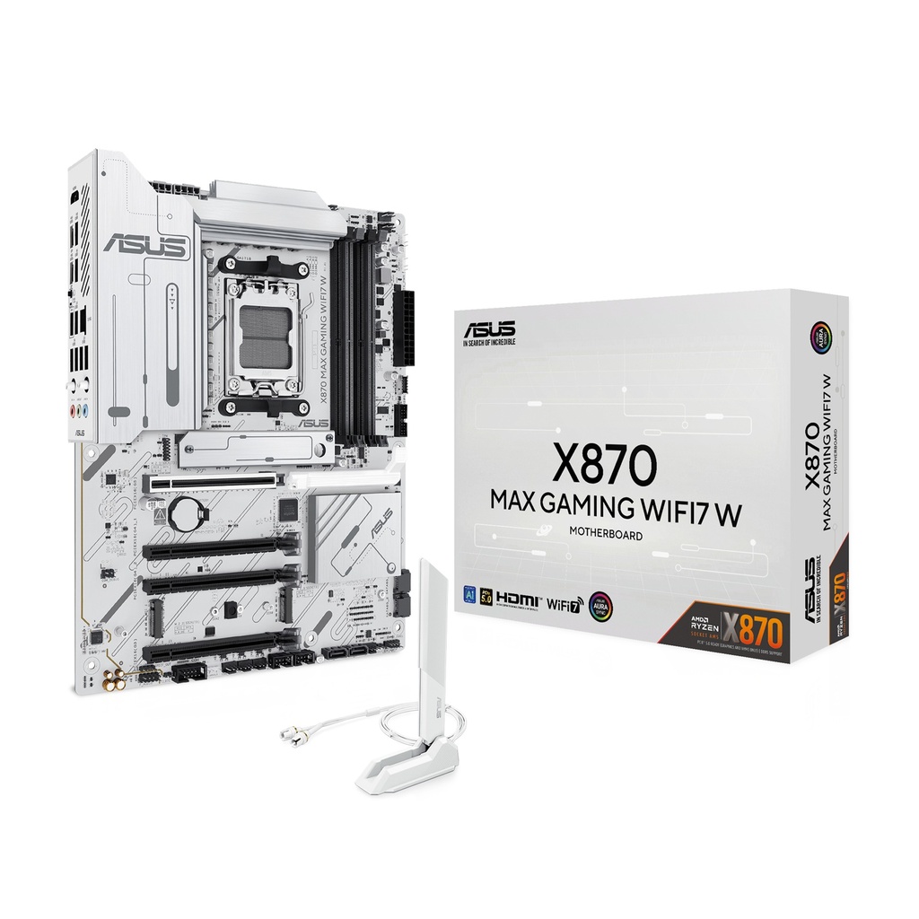 Asus X870 Max Gaming Wifi7 W AMD Ryzen PCIe 5.0 Ready Gaming MotherBoard - White