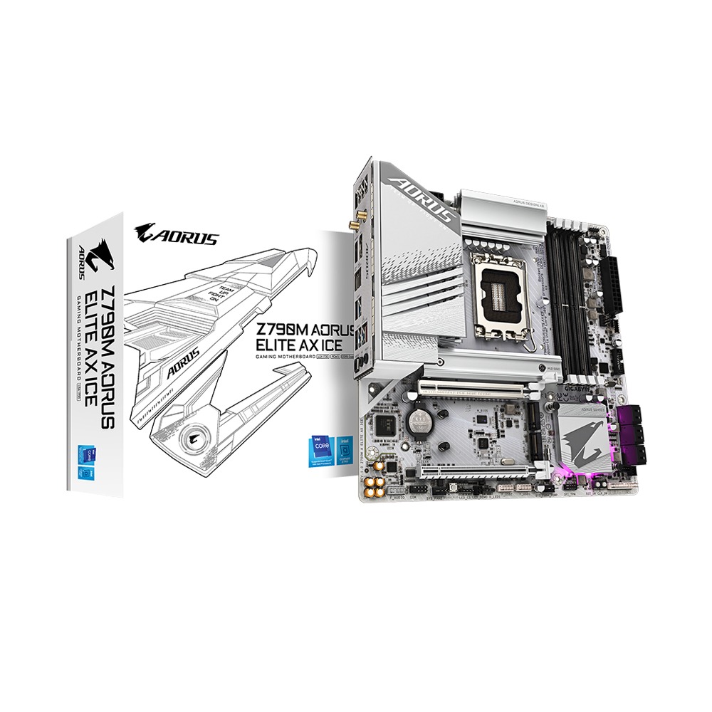 [NS016252] GigaByte Intel Z790M AORUS ELITE AX ICE DDR5 Gaming MotherBoard Wifi- White