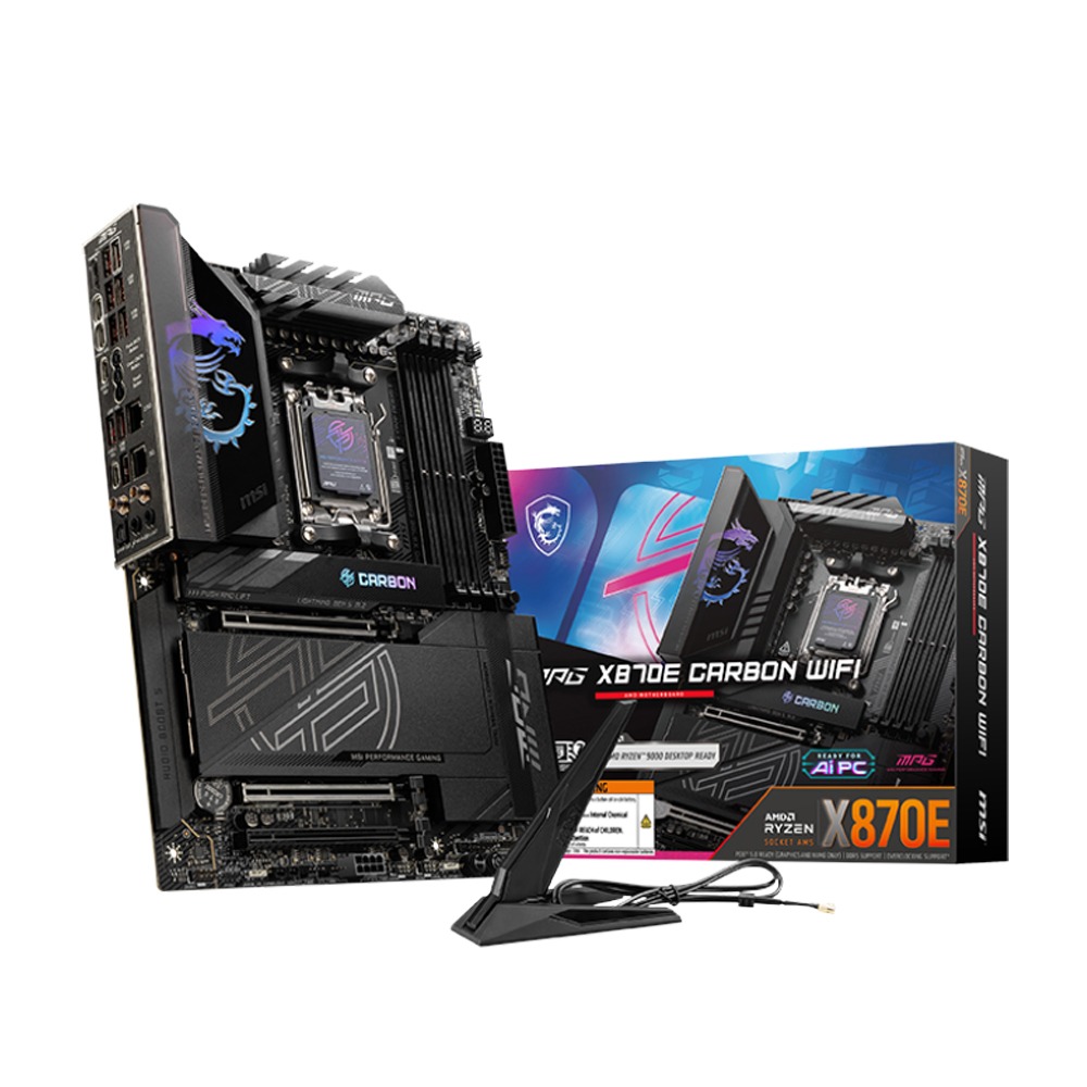 MSI MPG X870E Carbon Wifi, Ai PC, PCIe 5.0 Ready DDR5 AMD Ryzen Gaming MotherBoard