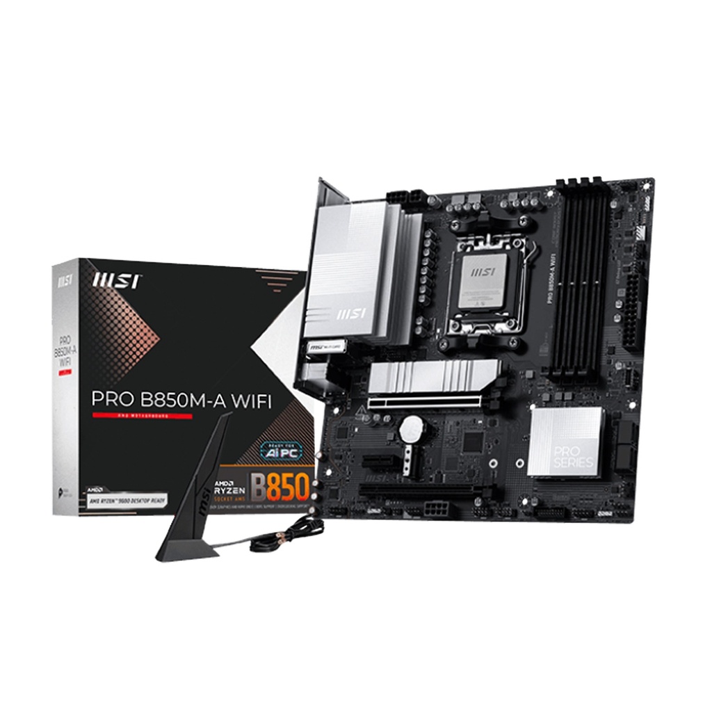 [NS031012] MSI PRO B850M-A WIFI – Micro ATX AM5 DDR5 Motherboard with WiFi 6E, PCIe 5.0 & 2.5G LAN | 911-7E66-002