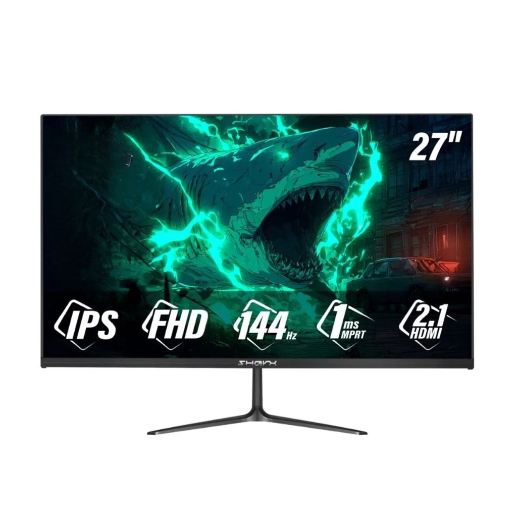 Sharx Bite B27F144I 27", IPS Panel FHD 144Hz 1ms, 2.1 HDMI with 2W Speaker & Fixed Stand Gaming Monitor - Black