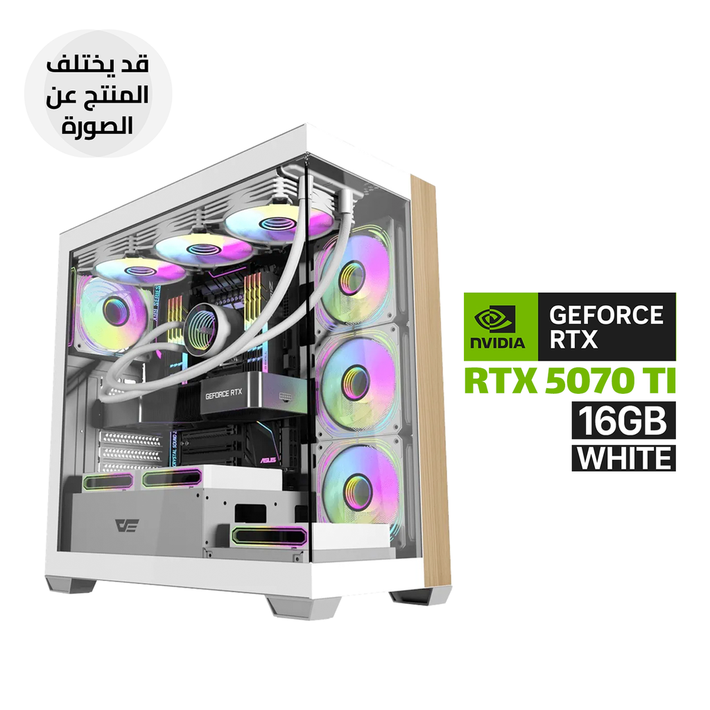 Gaming PC RYZEN 7-9850X3D Processor, ASUS ROG STRIX B850-A WIFI Motherboard, 32GB RAM DDR5 (6000), 1TB SSD NVMe, RTX 5070 TI 16GB VGA White, 850 WATT GOLD PSU, L360 Liquid Cooler White, Aigo DarkFlash DS900W Case 7x ARGB Fans, Windows 11 Pro (License)