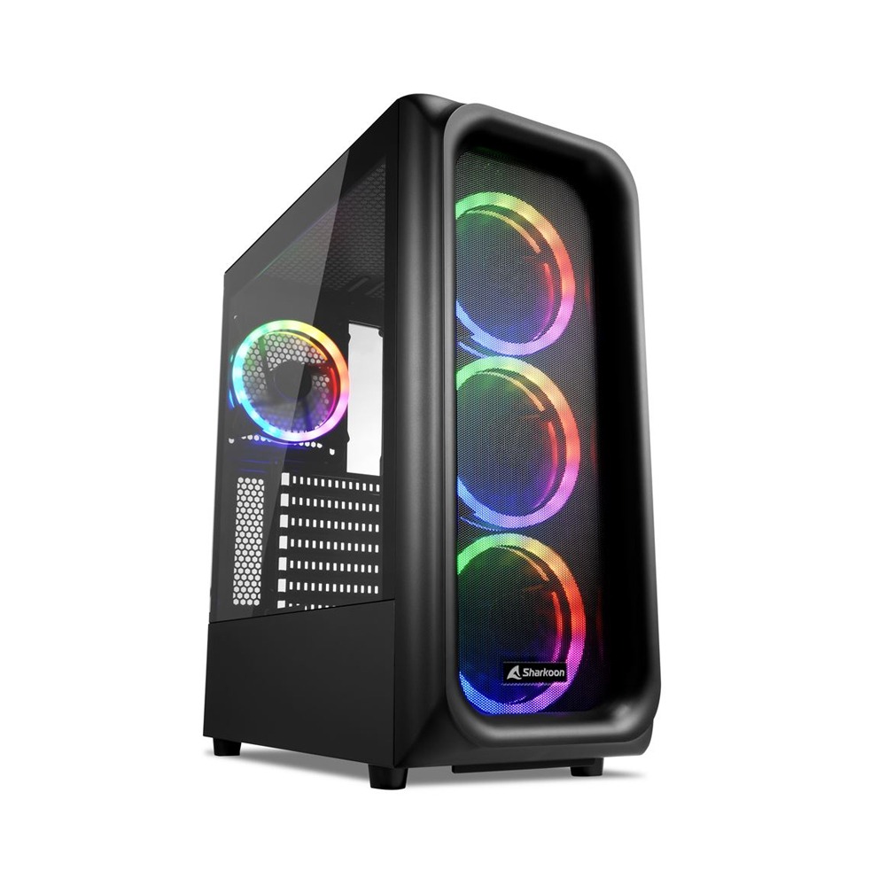 [NS014285] Sharkoon TK5M Mid Tower Tempered Glass Side Panel Case With 4 RGB Fan - Black