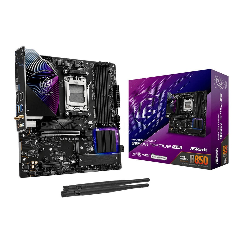 [NS033502] Asrock AMD B850M Riptide WiFi DDR5 Phantom Gaming Motherboard