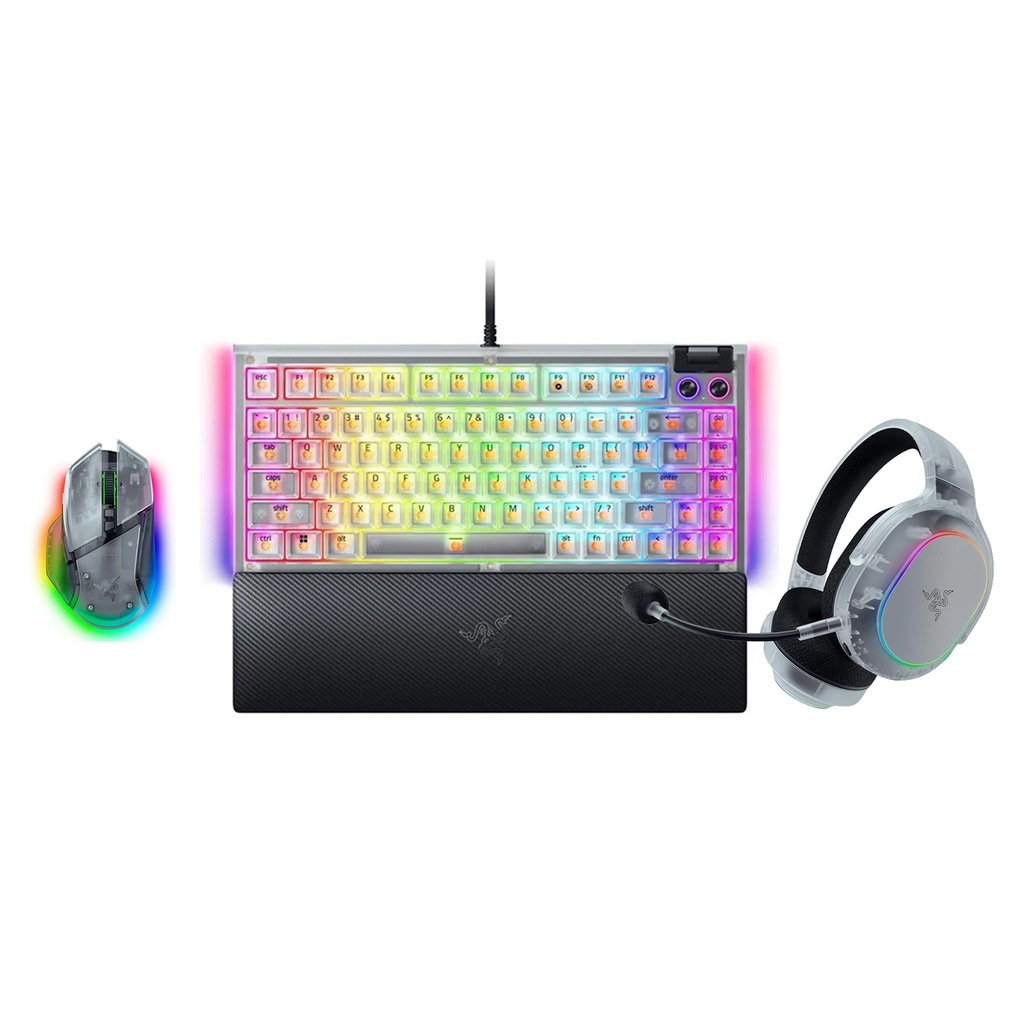 Bundle Offer - Razer Barracuda X Chroma Wireless Gaming Headset Phantom White Edition + Razer BlackWidow V4 75% Wired Gaming Keyboard Phantom White Edition + Razer Basilisk V3 Pro Wireless Gaming Mouse Phantom White