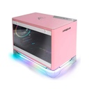 InWin A1 Prime Mini-ITX Computer Case 2x Sirius Loop ASP120 Fans SECC Tempered Glass Aluminium Plexiglass Materials GPU 750W PSU -Pink