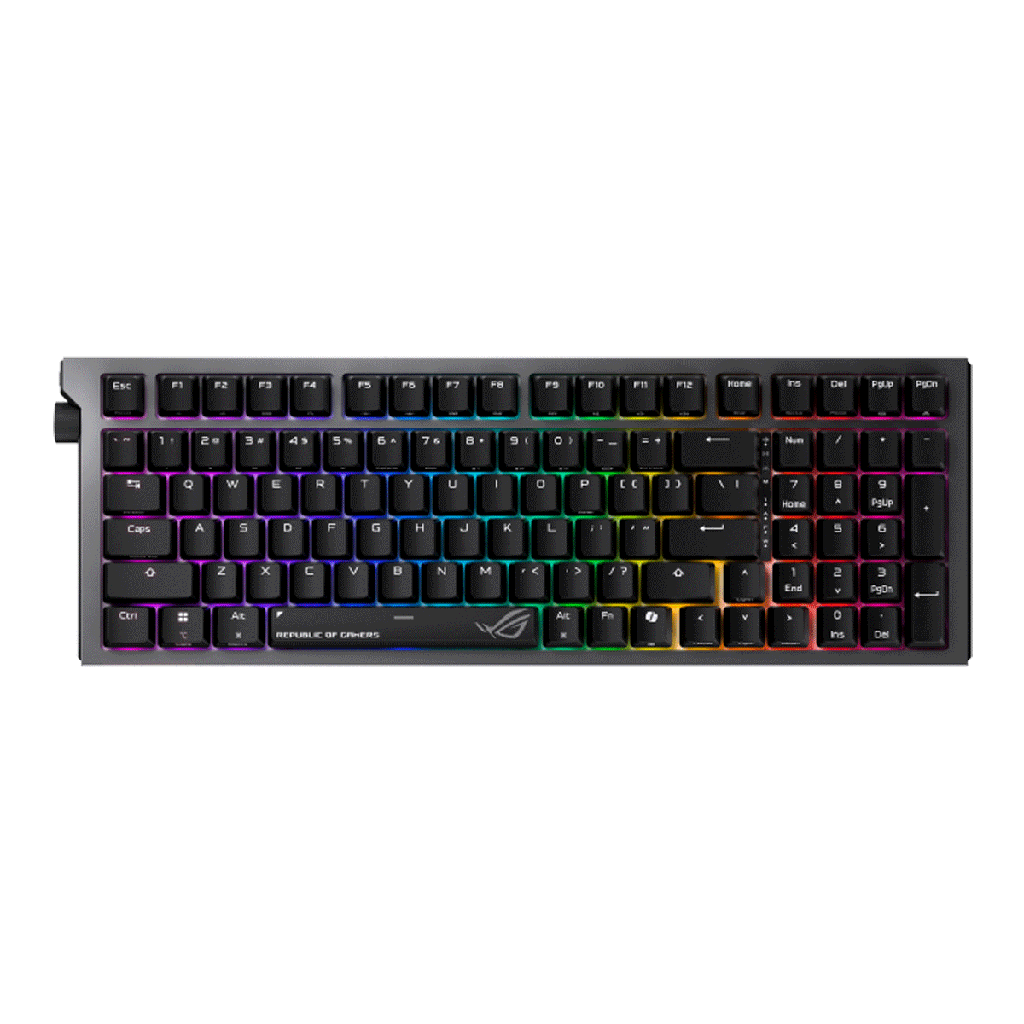 [NS033557] ASUS ROG Strix Morph 96 Wireless Mechanical Gaming Keyboard, Hot Swappable, ROG NX Snow V2 Switches, Tri Mode Connectivity 2.4GHz Bluetooth USB C, English-Arabic Layout, Gasket Mount Design | 90MP04IF-BKCA03