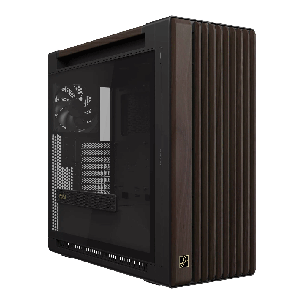 [NS033550] Asus ProArt PA602 Wood Edition Tempered Glass Panel, 2x 200mm & 1x 140mm Pre-Installed Fans Case - Brown
