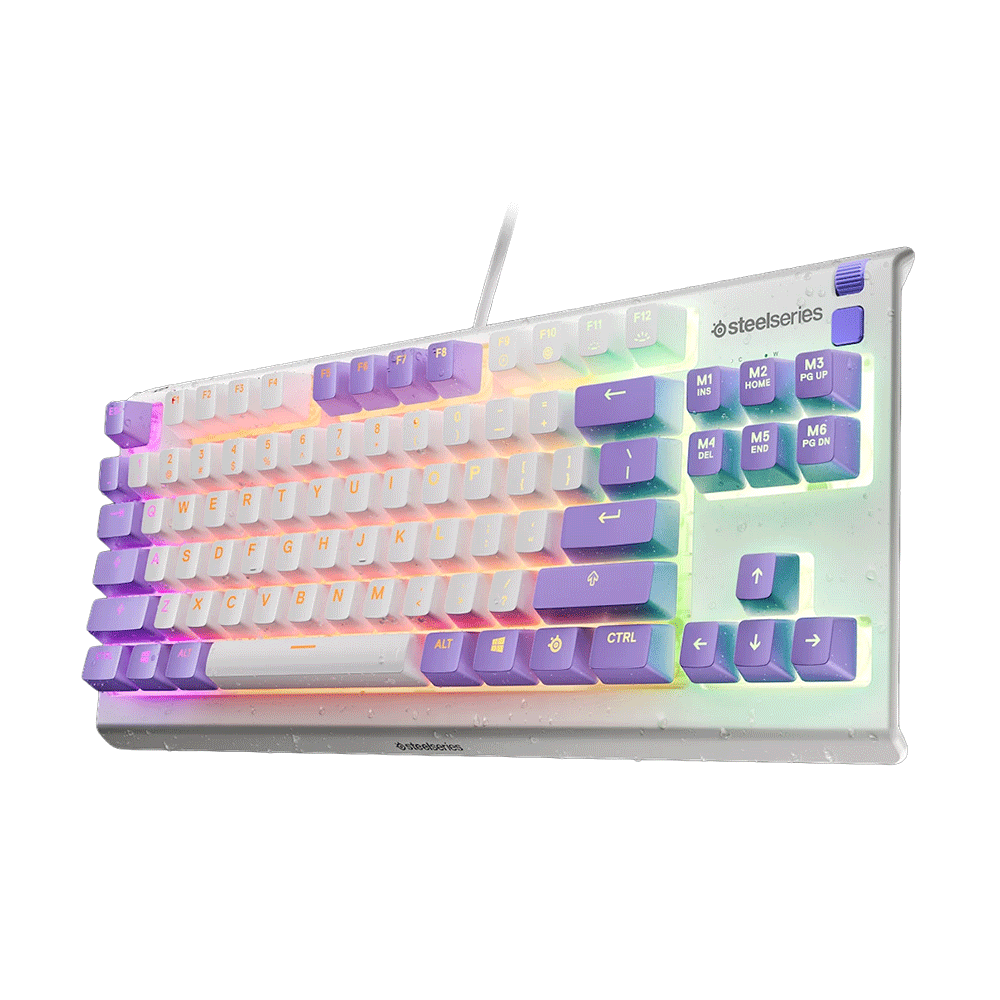 SteelSeries Apex 3 TKL RGB Water & Dust Resistant Whisper Quiet Switches Gaming Keyboard - Amethyst