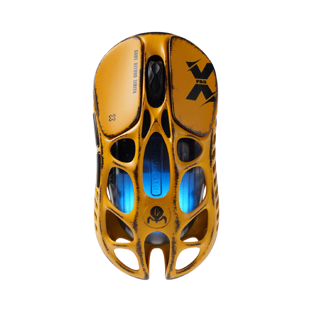 GravaStar Mercury X Pro Magnesium Alloy Frame Wireless/Bluetooth/Wired Gaming Mouse Special Edition - Battle Worn Yellow