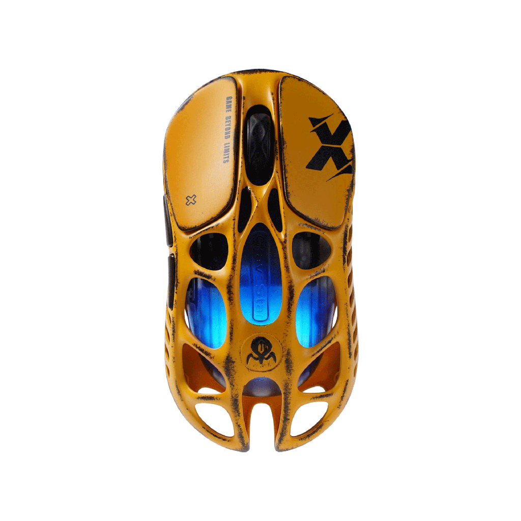 GravaStar Mercury X Magnesium Alloy Frame Wireless/Bluetooth/Wired Gaming Mouse Special Edition - Battle Worn Yellow