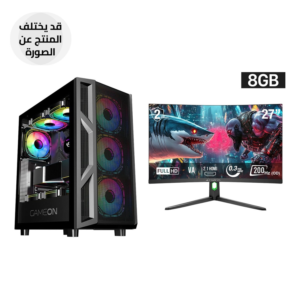 [NS033623] Gaming PC i7-14700F, B760M D5 Motherboard, 16GB RAM DDR5, 1TB NVME SSD, RTX 5060Ti 8GB VGA, 750 WATT PSU, L240 Liquid Cooler, GameOn Trident Series Case, Win 11 Pro (License),SharX 27F200VC 27" VA Panel FHD 200Hz Gaming Monitor