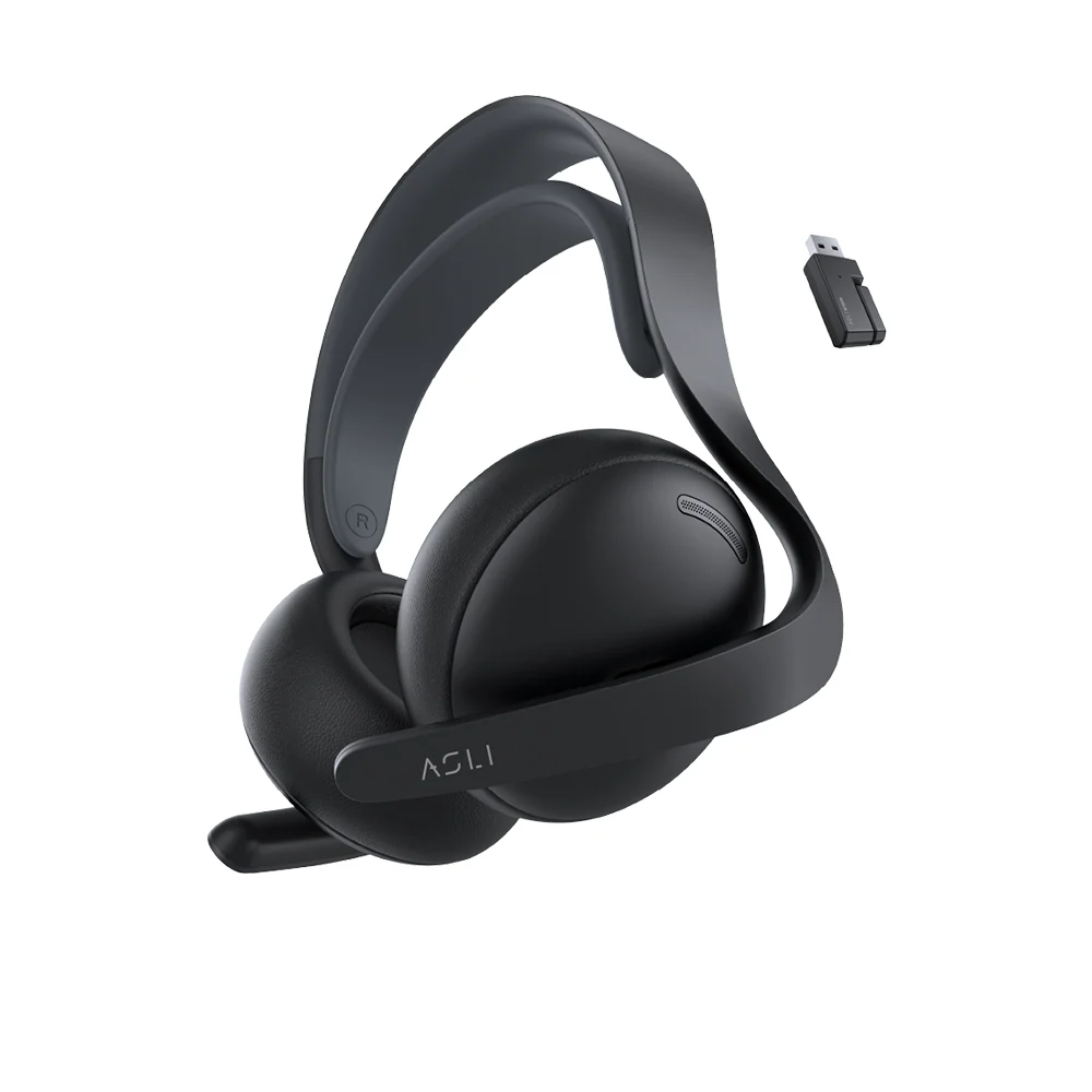 Asli Global Wavetune Series High-Performance 2.4G Wireless Tri-Mode Gaming Headset (Black)