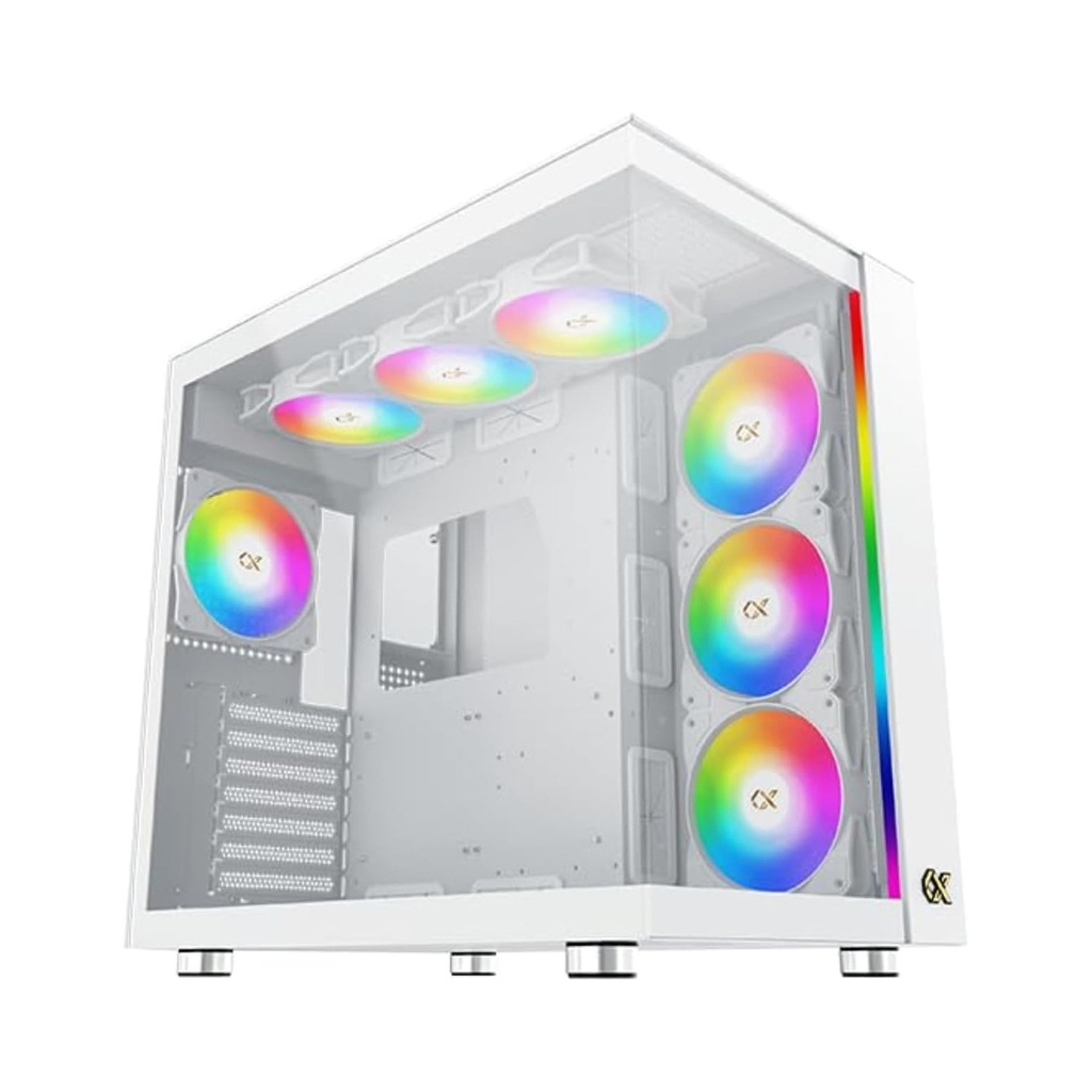 [NS013995] Xigmatek Aqua Ulta Air Arctic Mid Tower ATX Front Side & Left Side Tempered Glass Panel Case with 7 ARGB Fans - White