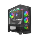 Twisted Minds Phantek-07 Mid Tower Two Panel Front & Left Side Tempered Glass Case with 7 RGB Fans - Black
