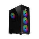 Sharx Zephyr Mid Tower Two Panel Front & Left Side Tempered Glass Case with 4 RGB Fans - Black