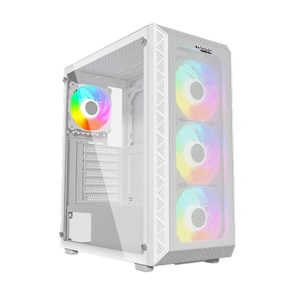 [NS014605] Twisted Minds 03 Apex Mid Tower Left Side Tempered Glass Panel Case With 3 RGB Fans - White