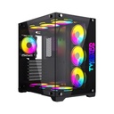 Twisted Minds Bullet-07 Mid Tower Two Panel Front & Left Side Tempered Glass Case with 7 RGB Fans - Black