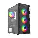 Twisted Minds Titan Mid-Tower Two Panel Front & Left Side Tempered Glass Case with 3 RGB Fans - Black