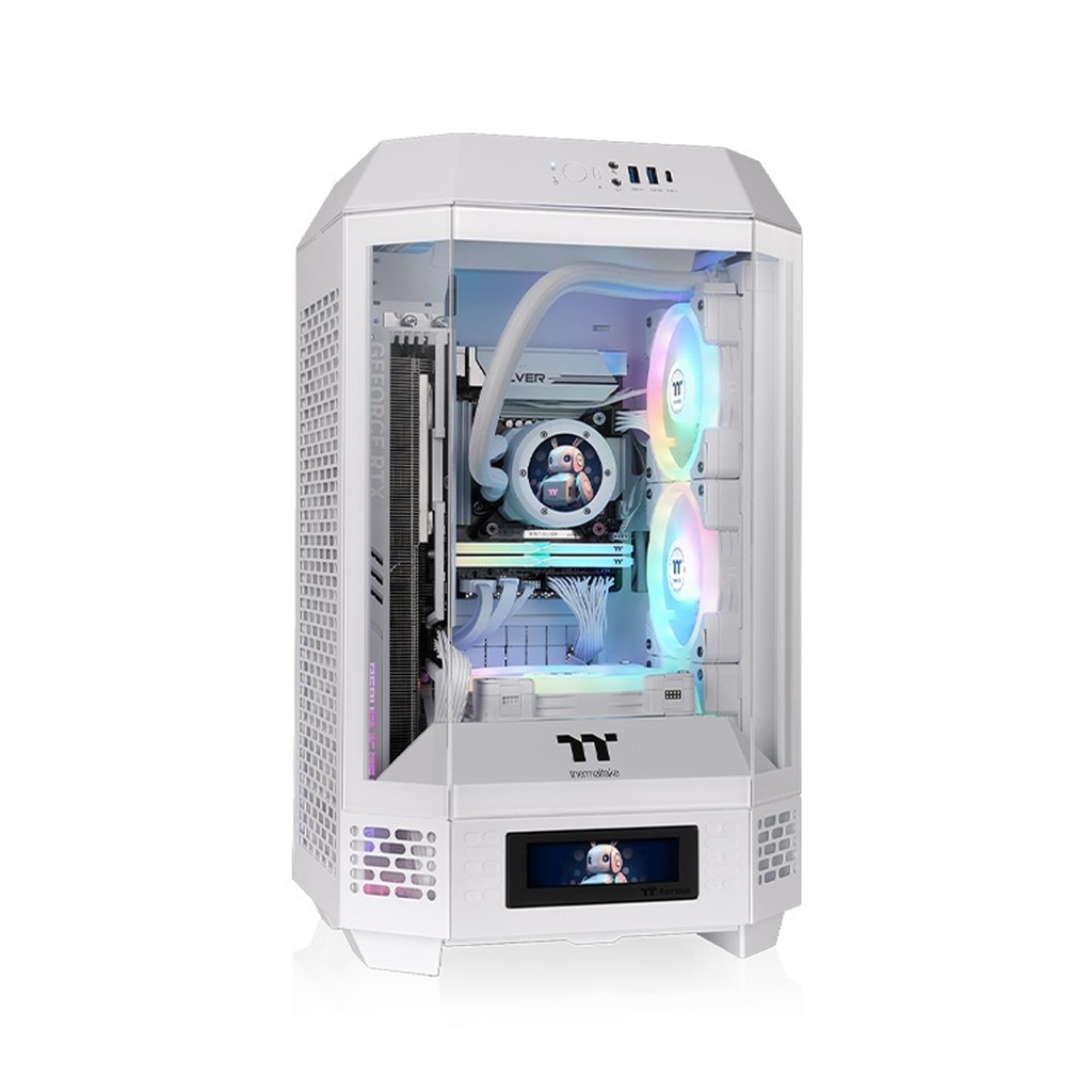[NS029796] Thermaltake The Tower 250 Mini Tower Chassis, 2x CT120 Pre-Installed Fan, Up to 360mm Radiator & 8x Fan Support, 3x 3mm Tempered Glass Panels, Dust Filters, White | CA-1Z9-00S6WN-00