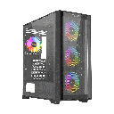 Twisted Mind Ultimate E-Atx Mid Tower Left Side Tempered Glass Panel Case With 4 RGB Fans - Black