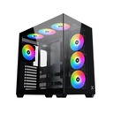 Xigmatek Aqua V Air Mid Tower Front Side & Left Side Tempered Glass Panel Case with 7 RGB Fans - Black