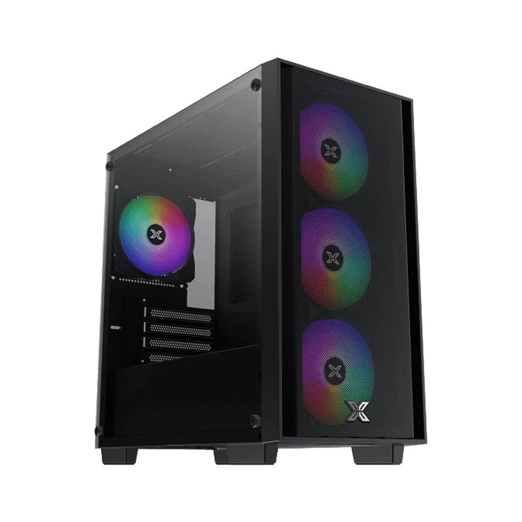 [NS028437] Xigmatek NYX Air II Micro ATX & Mini ITX Tower Left Side Tempered Glass Panel Case with 4x RGB Fans - Black
