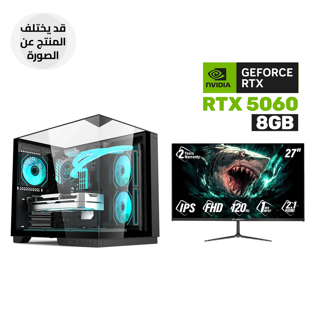 [NS033644] Gaming PC i5-12400F Processor, H610 DDR4 Motherboard, 16GB DDR4 RAM, 1TB NVMe SSD, NVIDIA GeForce RTX 5060 8GB, 650W PSU, Acer V330 Black Case 6x ARGB Fans, Wi-Fi Adapter, Win 11 Pro ,SharX B27F120I 27" IPS Panel FHD 120Hz Gaming Monitor