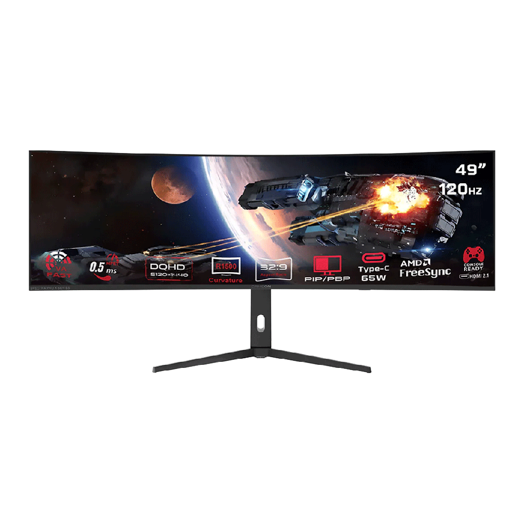 [NS033658] GameOn GOC49DQHD120 Spectra Pro X Series 49" VA DQHD 120Hz MPRT 0.5ms HDMI 2.1 Curved Gaming Monitor 1500R 32:9 (Supports PS5) -Black