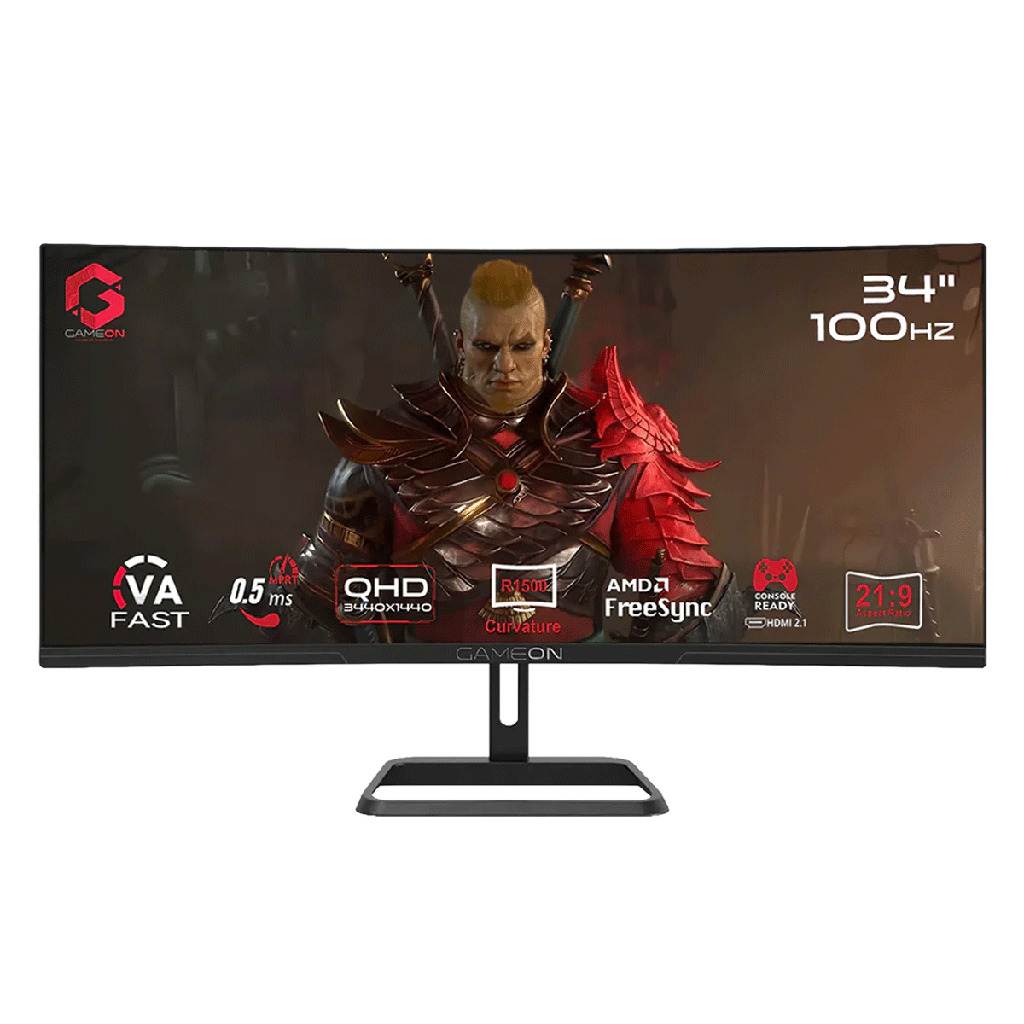 [NS033656] GameOn GOC34WQHD100VA Spectra Pro Series 34" 2K WQHD VA 100Hz MPRT 0.5ms HDMI 2.1 Curved Gaming Monitor 1500R 21:9 (Supports PS5) -Black