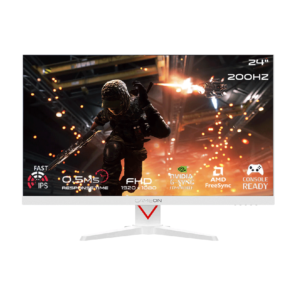 Gameon GOAM24FHD200IPS Marksman Series 24" FHD,IPS 200Hz,0.5ms, HDMI 2.1, Fast Gaming Monitor (Supports PS5) - White