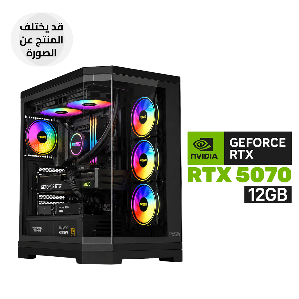 Gaming PC AMD Ryzen 5 9600X Processor, B650M Motherboard, 16GB D5 RAM, 1TB NVMe SSD, RTX 5070 12GB GPU, L240 Liquid Cooler, 800W PSU, Twisted Minds Vanguard Mid Tower ATX Case with 4 Fans, Windows 11 Pro (License)